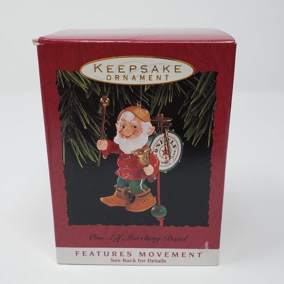 1993 Hallmark One-Elf Marching Band Handcrafted Brass Keepsake Holiday Ornament - Picture 1 of 13